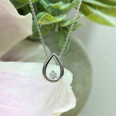 9W Open Pear Shape Diamond Pendant