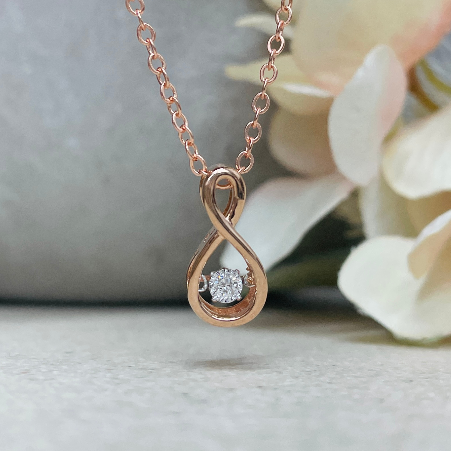 9ct Infinity Dancing Diamond Pendant