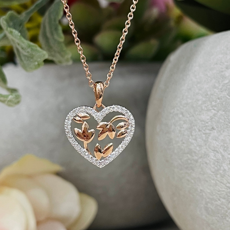 9R Filigree Diamond Heart Pendant