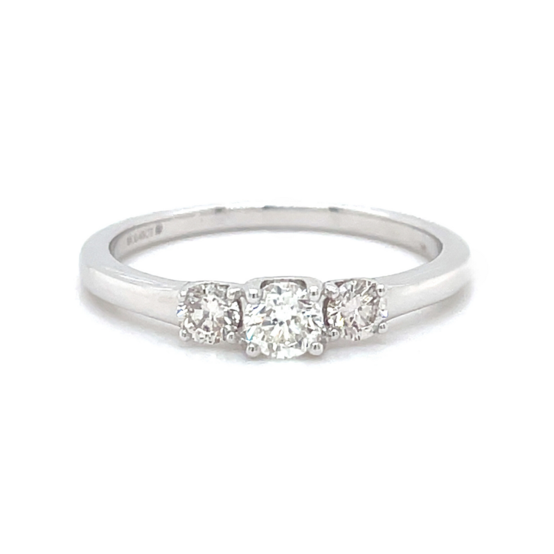 9ct White Gold Diamond Trilogy Ring