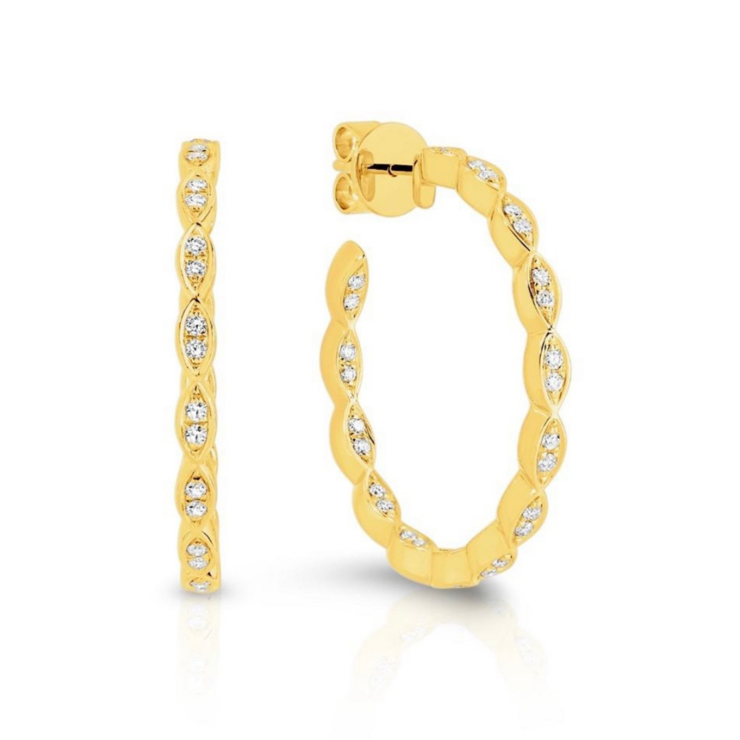 9ct Gold "Savannah" Diamond Hoop Earrings, Choose your metal Colour: 9ct Yellow Gold