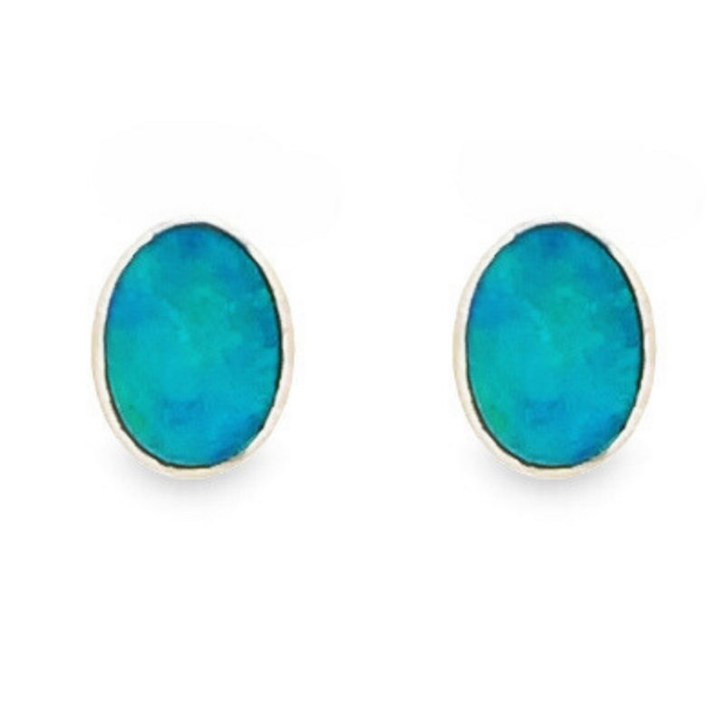 Sterling Silver Boulder Opal Stud Earrings