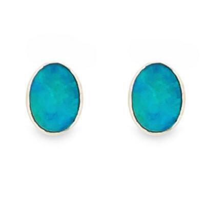 Sterling Silver Boulder Opal Stud Earrings