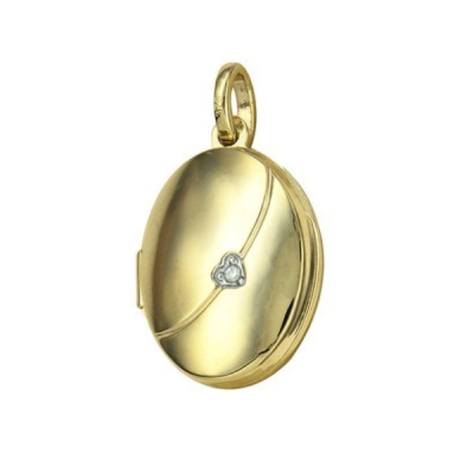 9Y Diamond Set Oval Locket