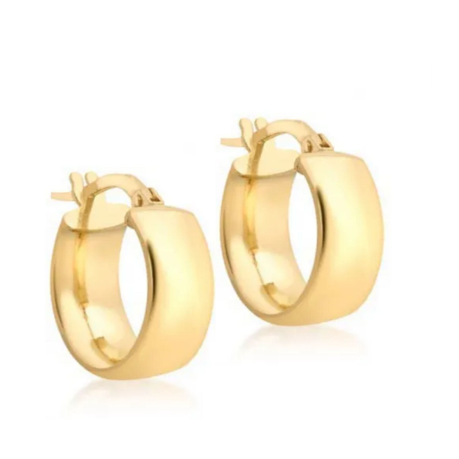 9ct Gold Wide Hoop Earrings-10.50mm, Metal Colour: 9ct Yellow Gold
