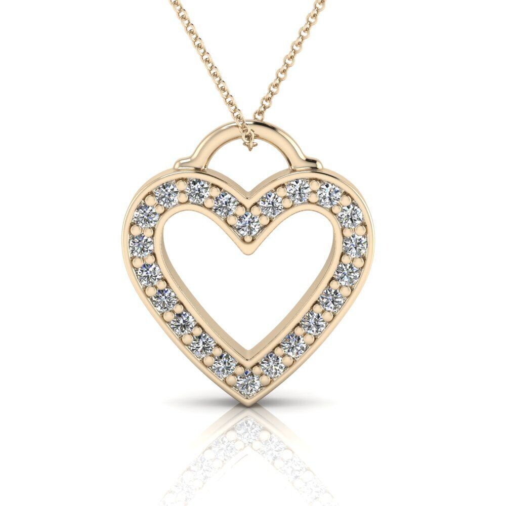 9ct Open Heart Diamond Pendant