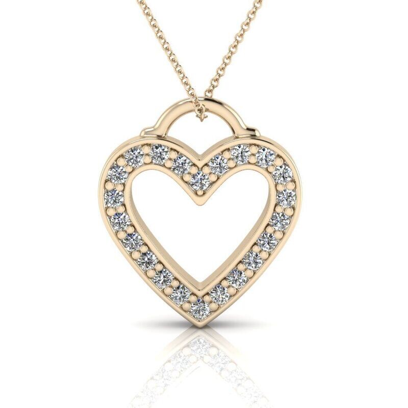 9ct Open Heart Diamond Pendant