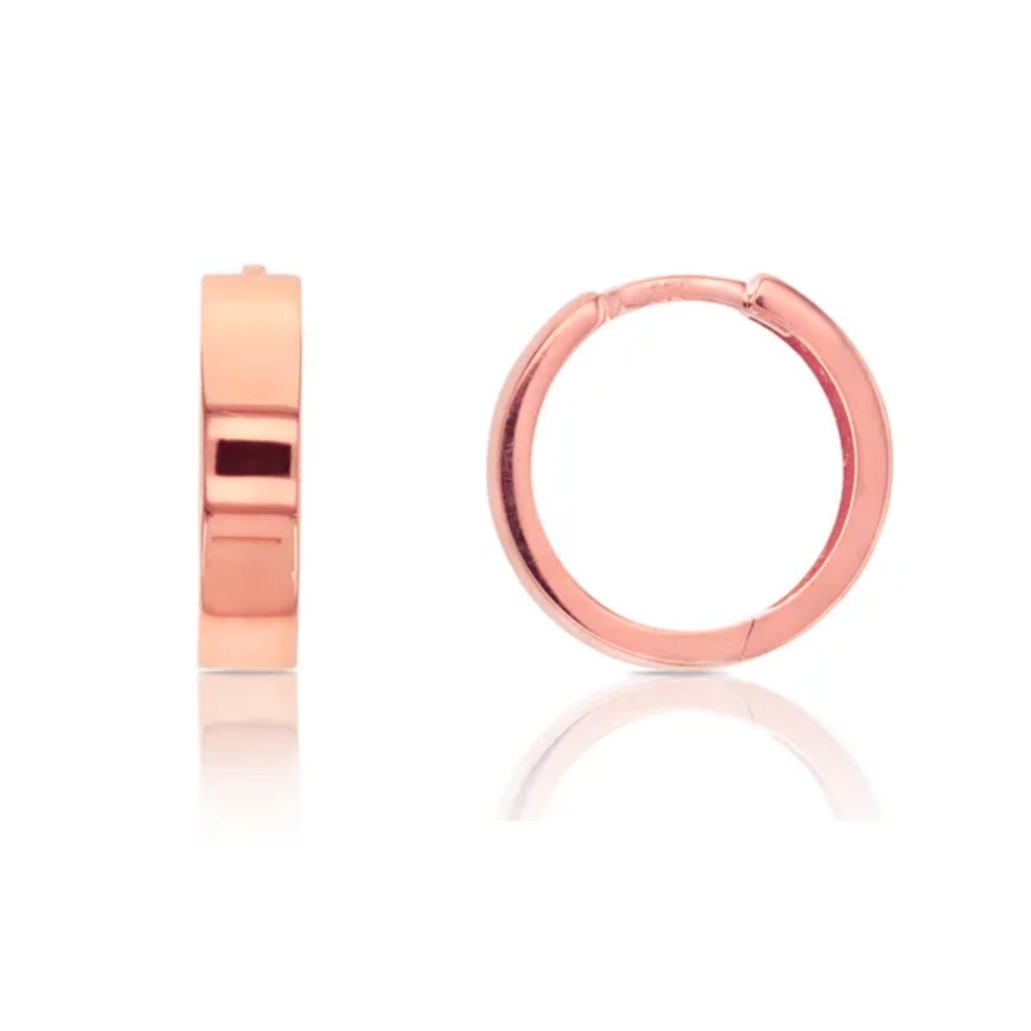9ct Rose Gold Flat Huggie Earrings