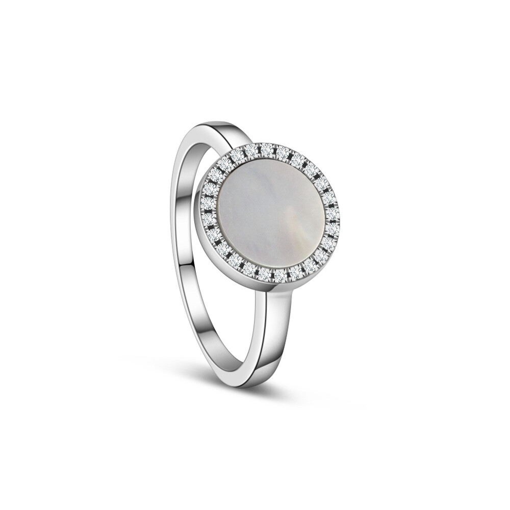 Sterling Silver Mother of Pearl & CZ Ring