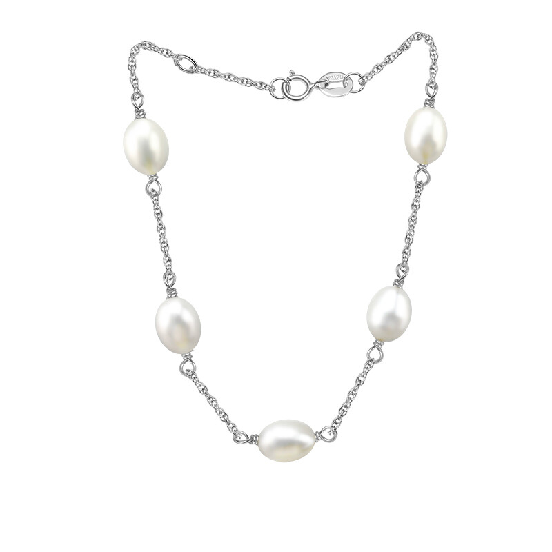 Sterling Silver Drop FW Pearl Floating Bracelet