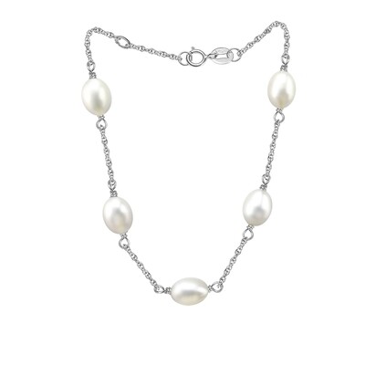 Sterling Silver Drop FW Pearl Floating Bracelet