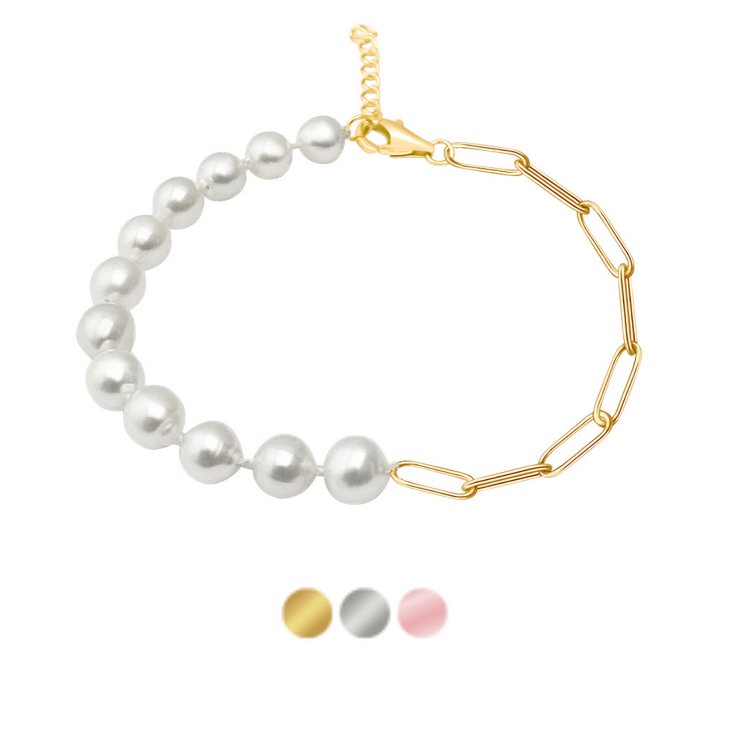 Freshwater Baroque Pearl and Paper Link Bracelets