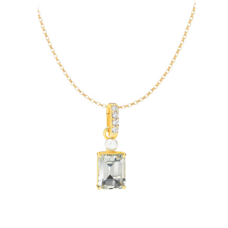 9YG FWP, Green Amethyst & White Topaz Pendant