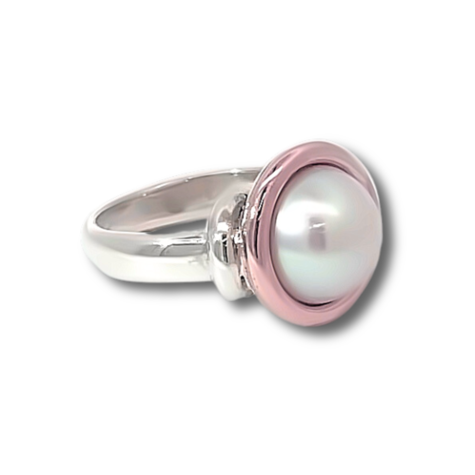 Sterling Silver & 9ct Gold Mabe Pearl Ring