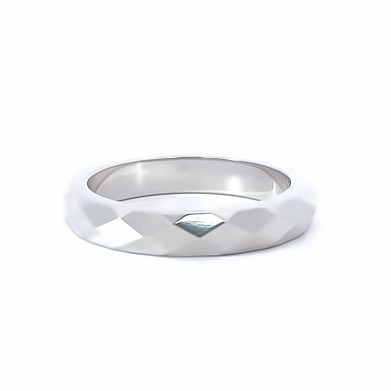 9ct White Gold Faceted Ring