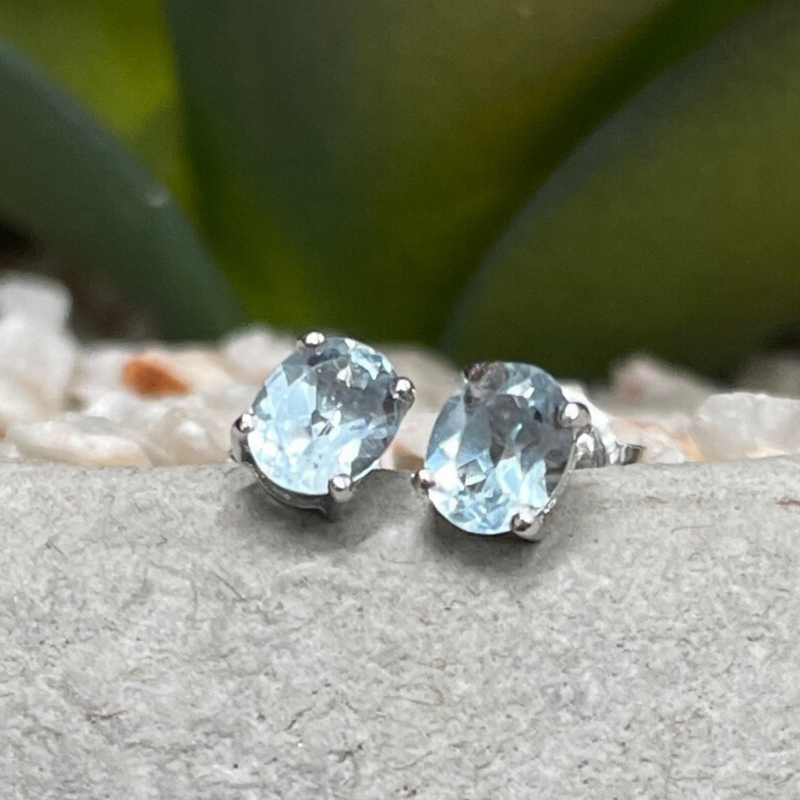 9ct White Gold Topaz Stud Earrings