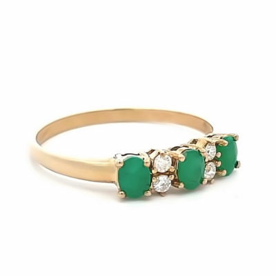 9ct Yellow Gold Emerald & Diamond Ring