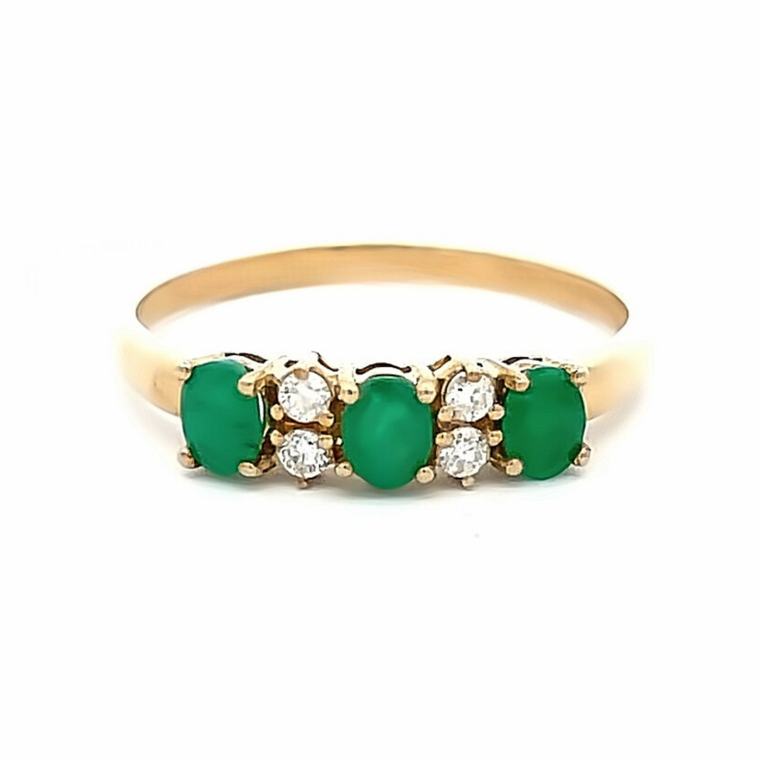 9ct Yellow Gold Emerald & Diamond Ring