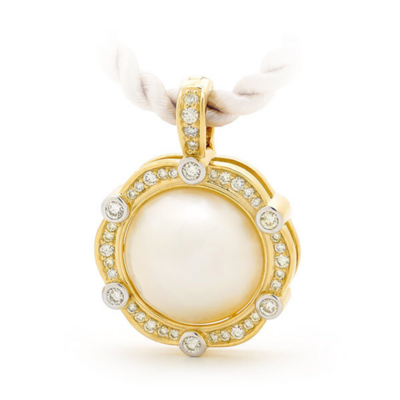 9ct Yellow Gold Mabe Pearl & Diamond Enhancer Pendant