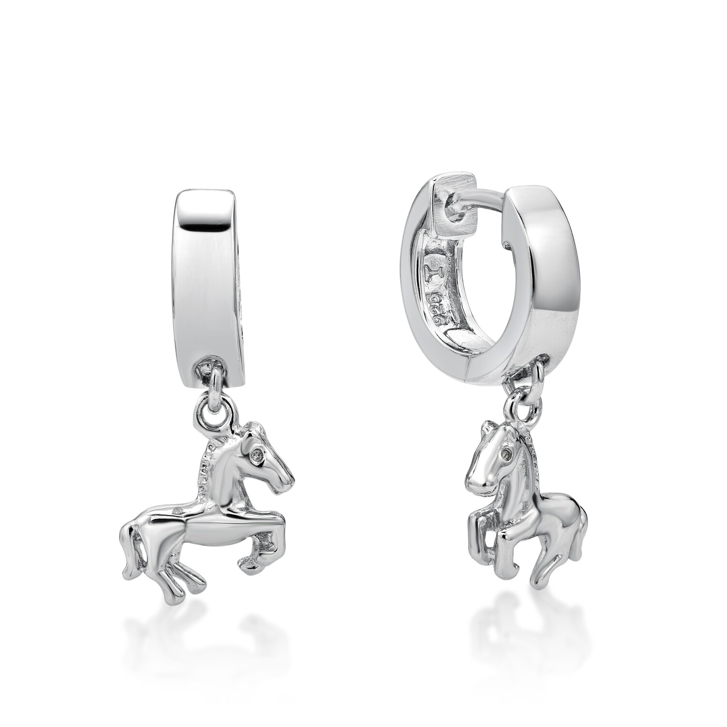 Sterling Silver Huggie & Horse Earrings