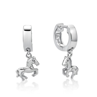 Sterling Silver Huggie & Horse Earrings Sterling Silver Huggie & Horse Earrings