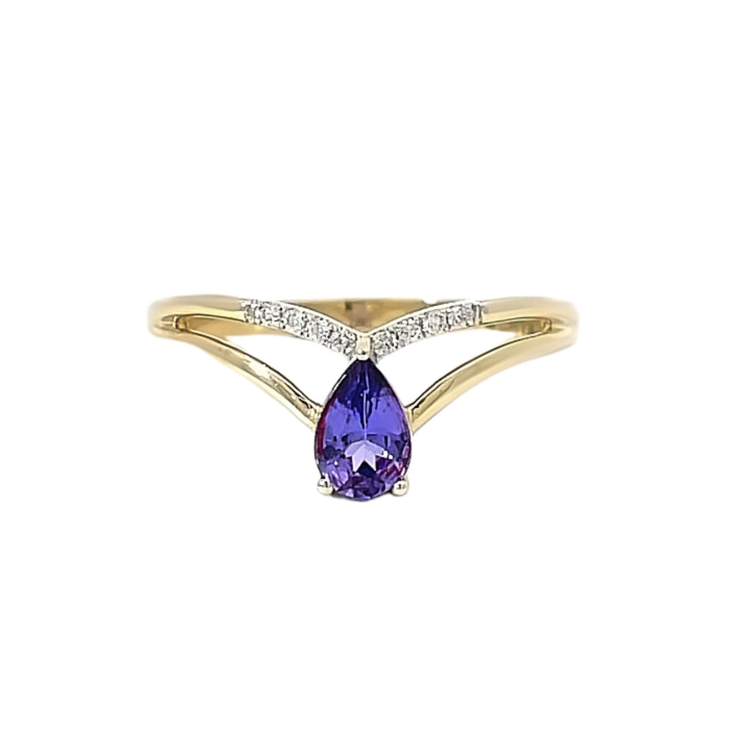 9ct Yellow Gold Tanzanite & Diamond Ring