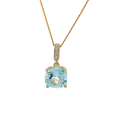 9YG Topaz & Diamond Pendant