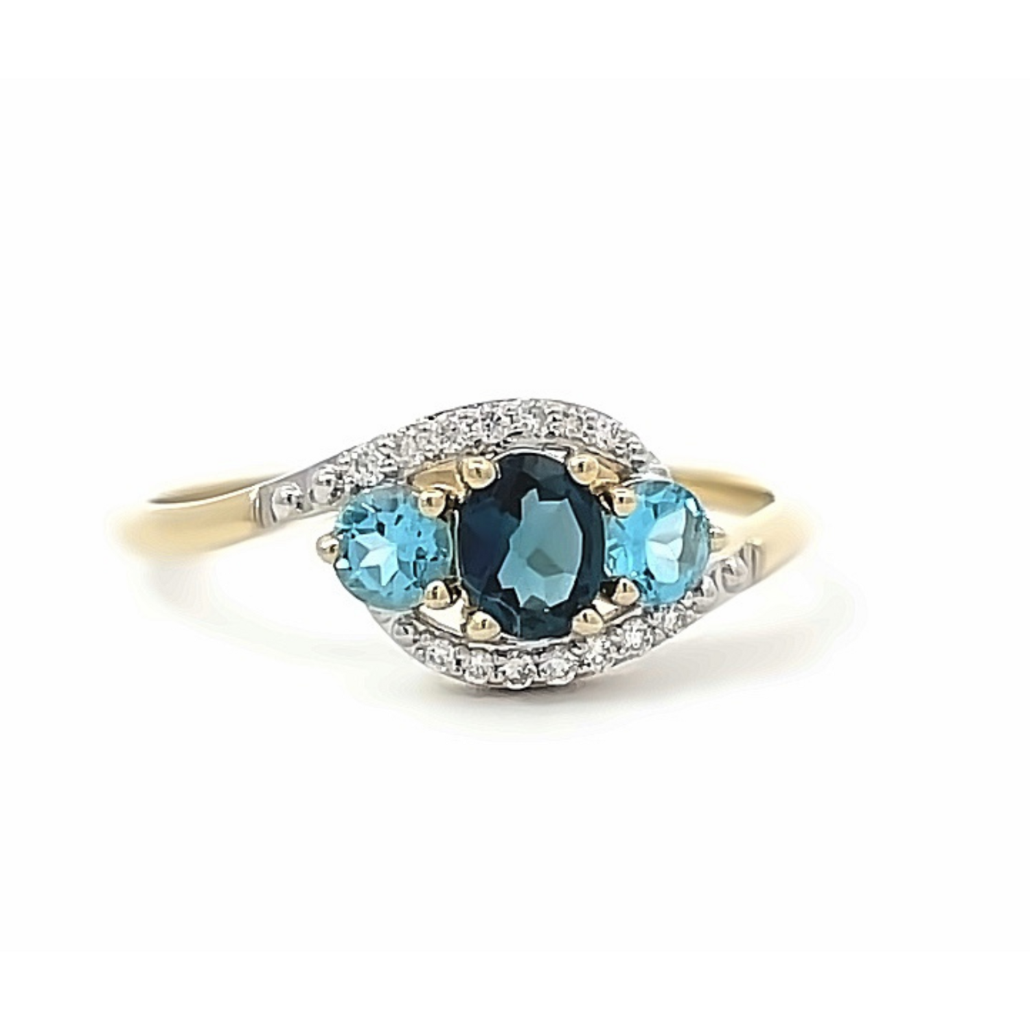 9ct Yellow Gold Topaz & Diamond Ring