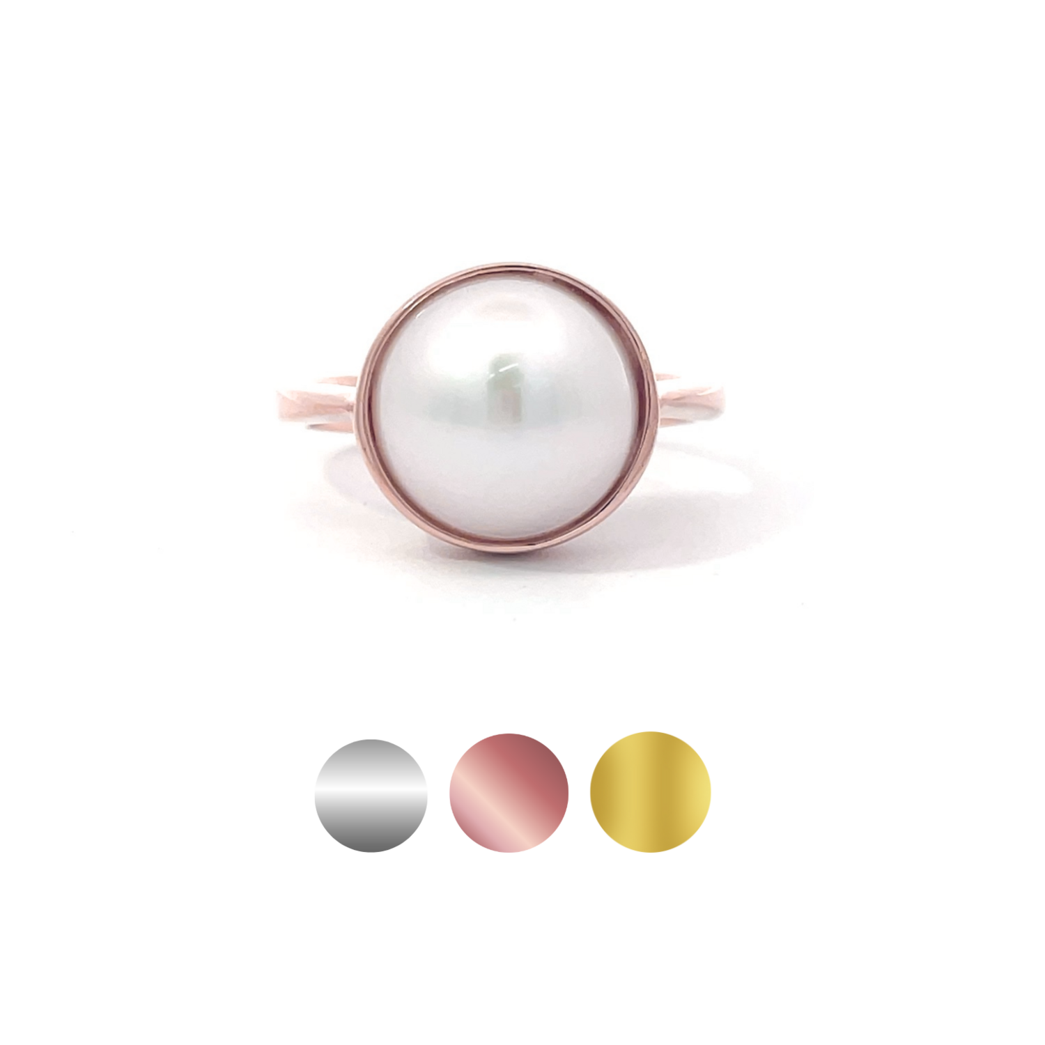 Freshwater Pink Pearl Ring with Diamond Lining in White or Yellow Gold – Z  Kaptive Jewels