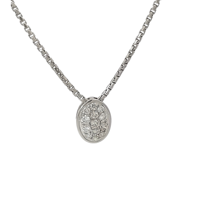 9ct White Gold Oval Diamond Cluster Slider Pendant