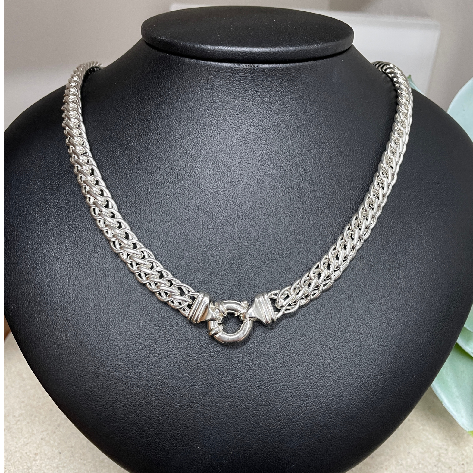 Sterling Silver Double Herringbone Necklace 61.4gm