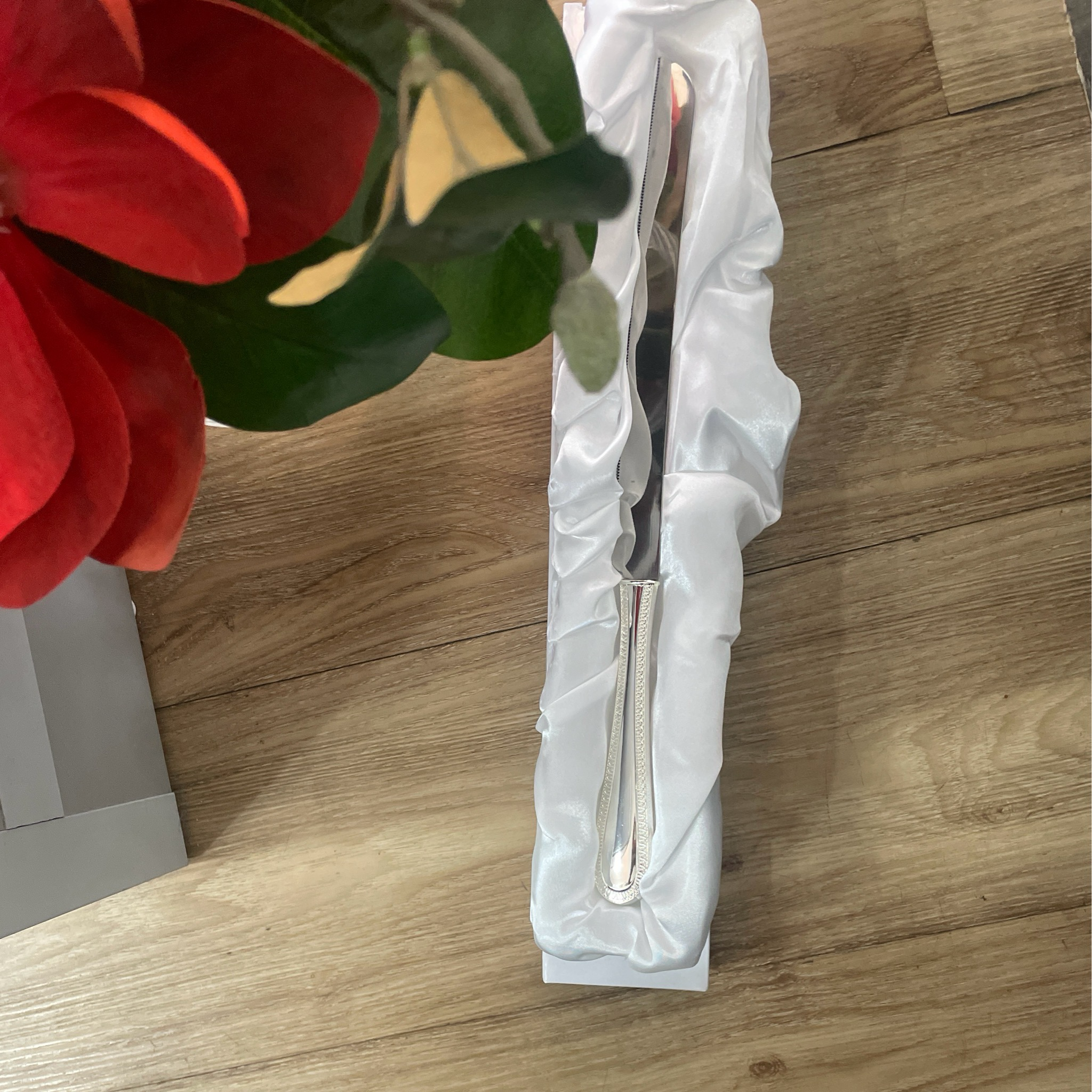 Silver Plated Cake Knife Beaded Handle