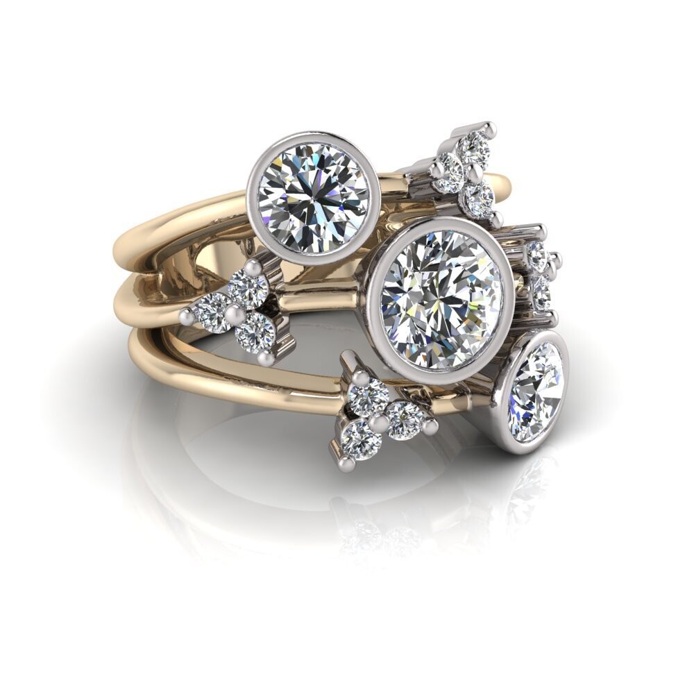 9ct Gold Multi Mix Lab Diamond Dress Ring