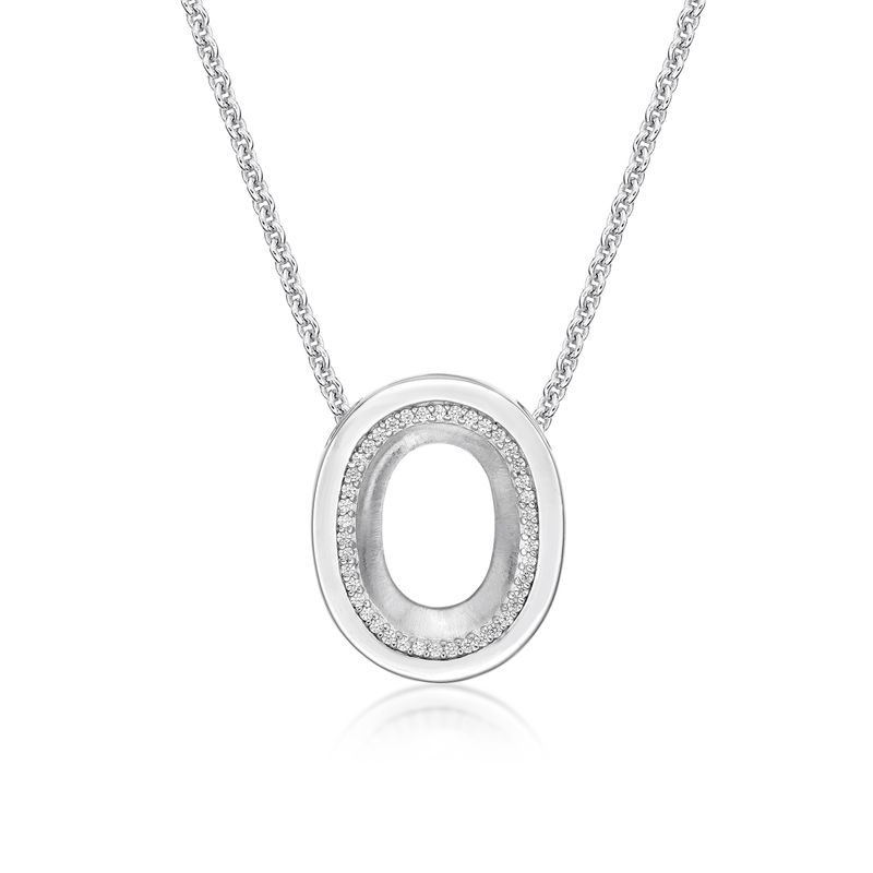 Sterling Silver CZ Oval Pendant & Chain