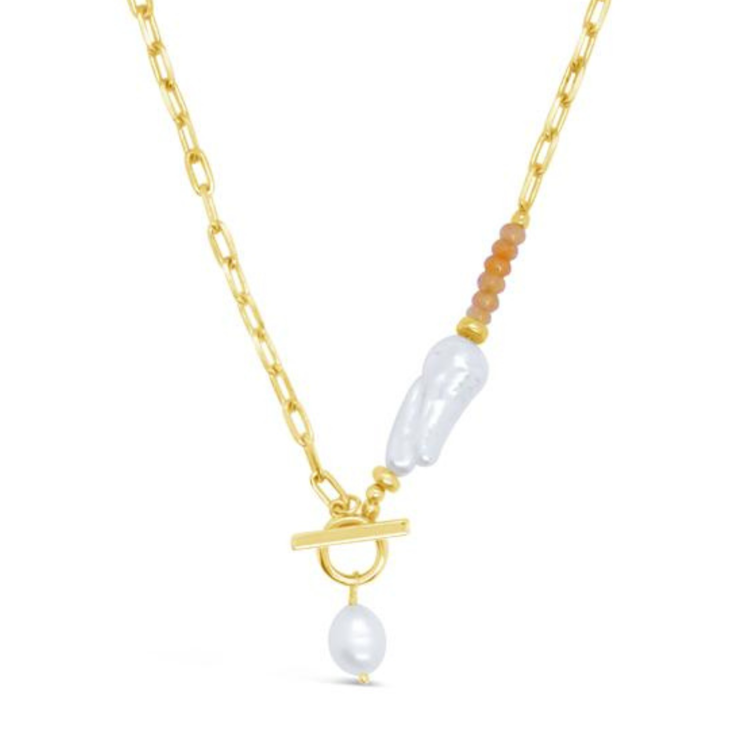 Yellow Gold FWP Toggle Necklace