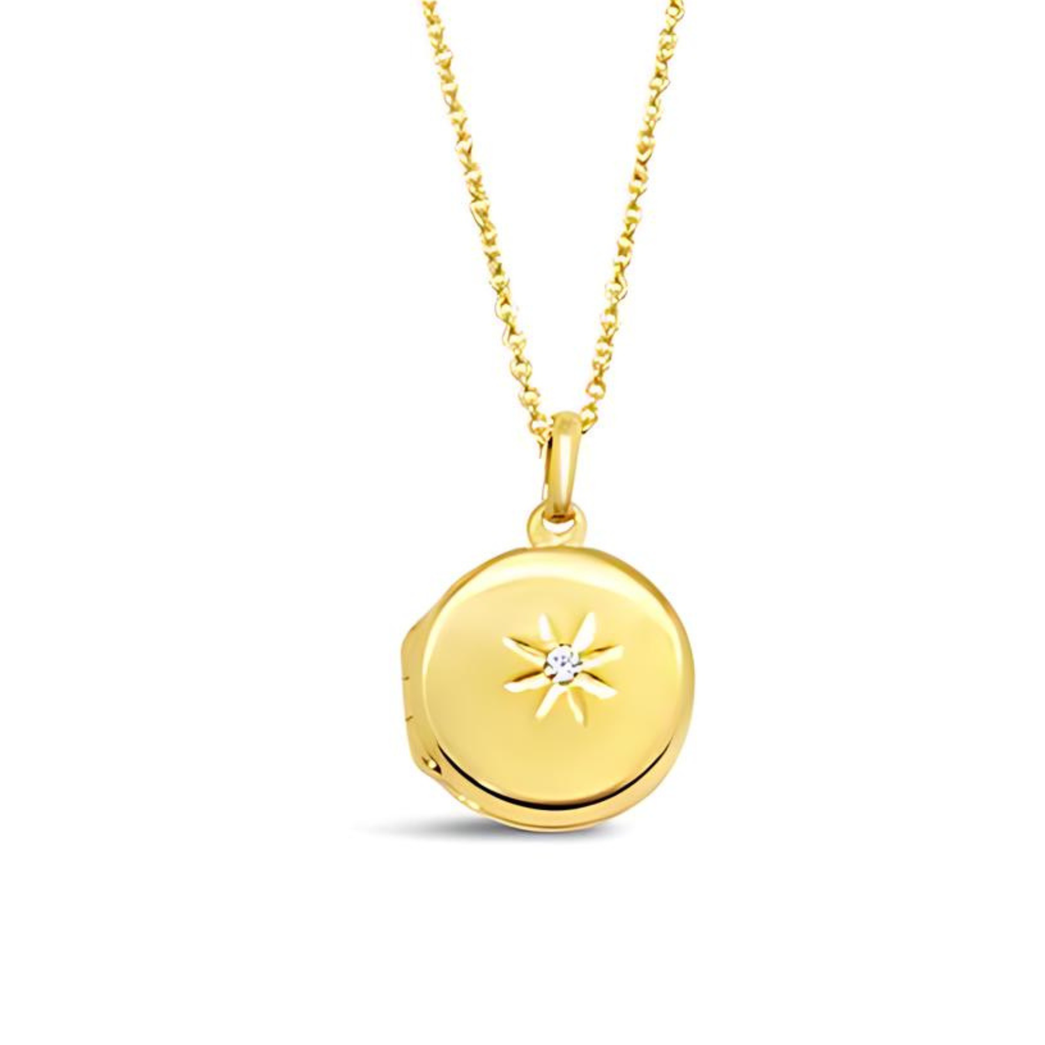 Yellow Gold Plated Round Locket & Chain