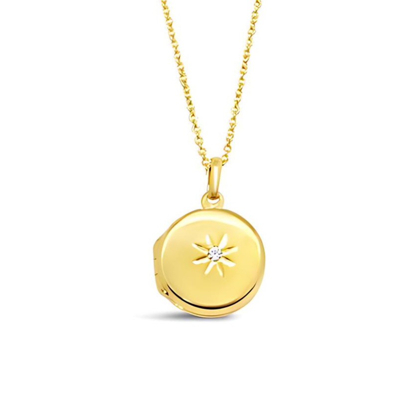 Yellow Gold Plated Round Locket & Chain