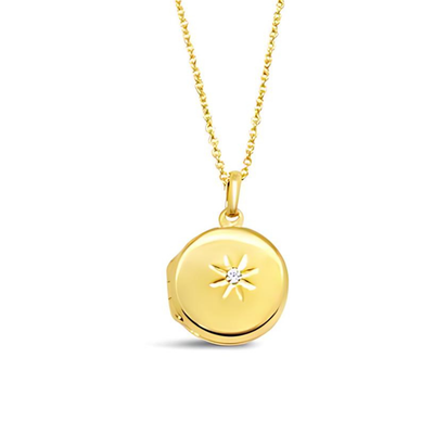 Yellow Gold Plated Round Locket & Chain