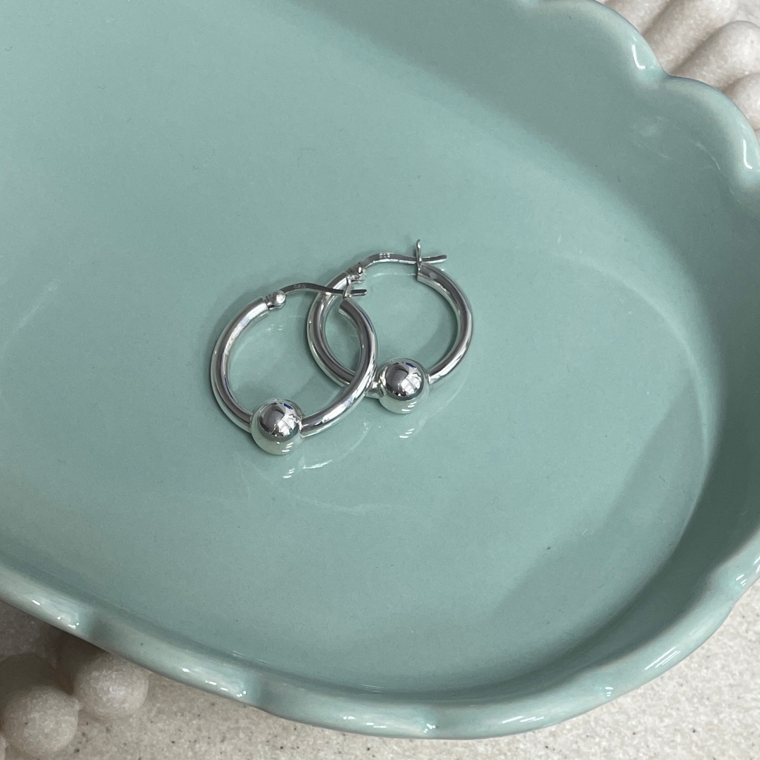 Sterling Silver Ball Hoop Earrings