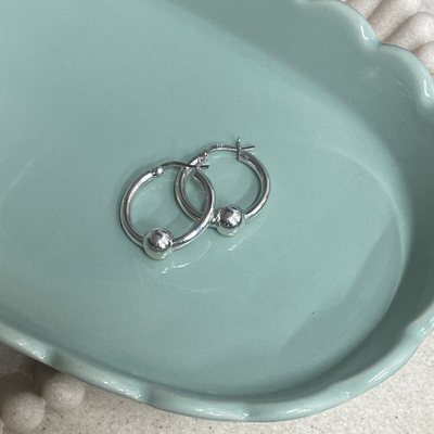 Sterling Silver Ball Hoop Earrings
