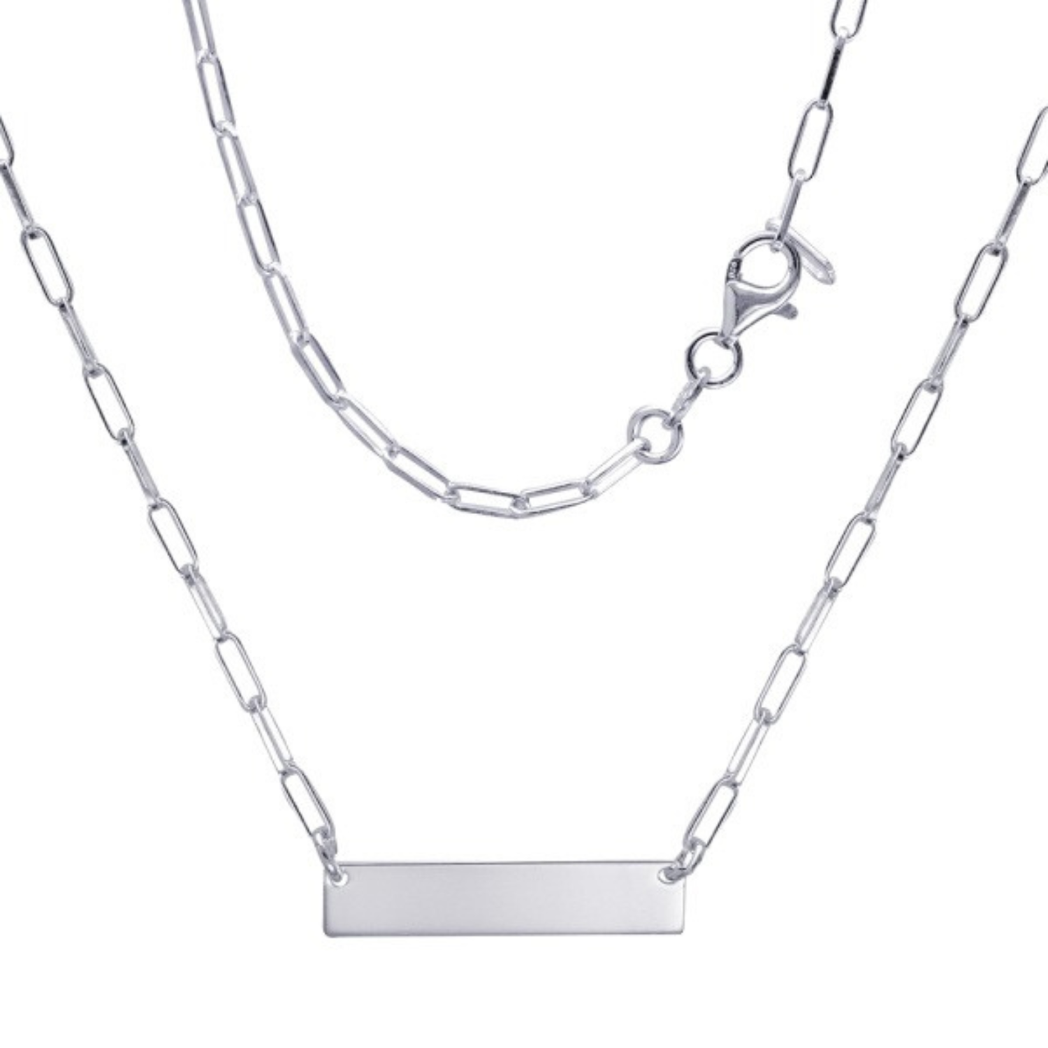 Sterling SIlver Paperlink Name Bar Necklace