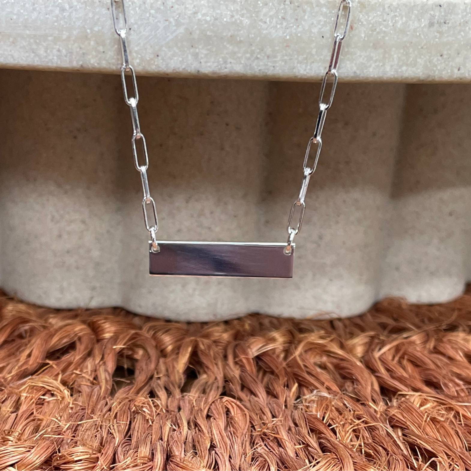 Sterling Silver Paperlink Name Bar Necklace