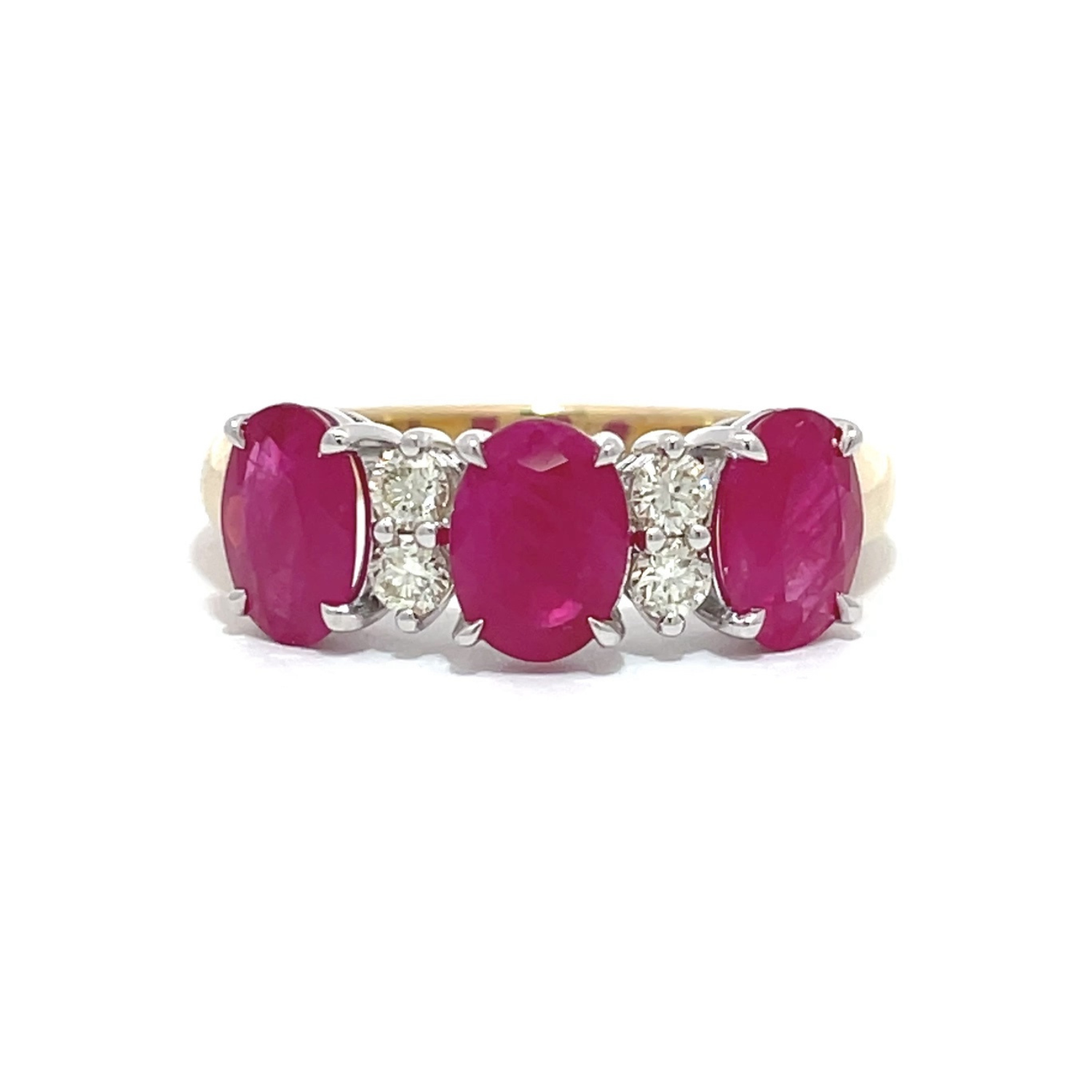9ct Yellow Gold Ruby & Diamond Ring