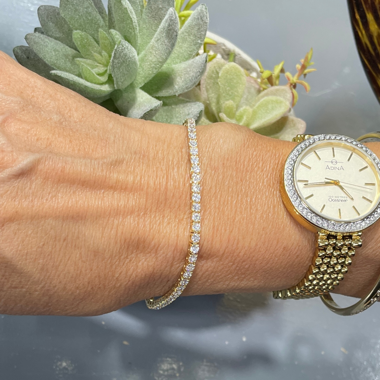 18ct Yellow Gold LAB Tennis Bracelet (TDW 3.98ct)