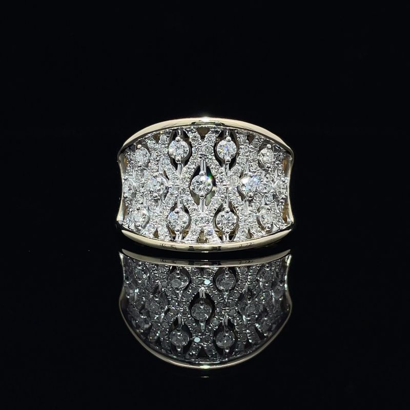 9ct Yellow Gold Concave Diamond Ring