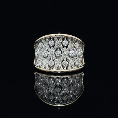 9ct Yellow Gold Concave Diamond Ring