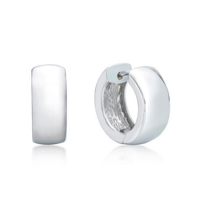 Sterling Silver 7.5mm Wide Huggie Earrings