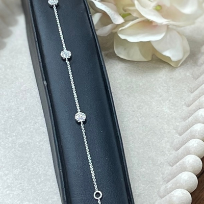 Sterling Silver CZ Cluster Bracelet