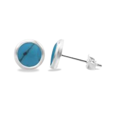 Sterling Silver Blue Stone Stud Earrings