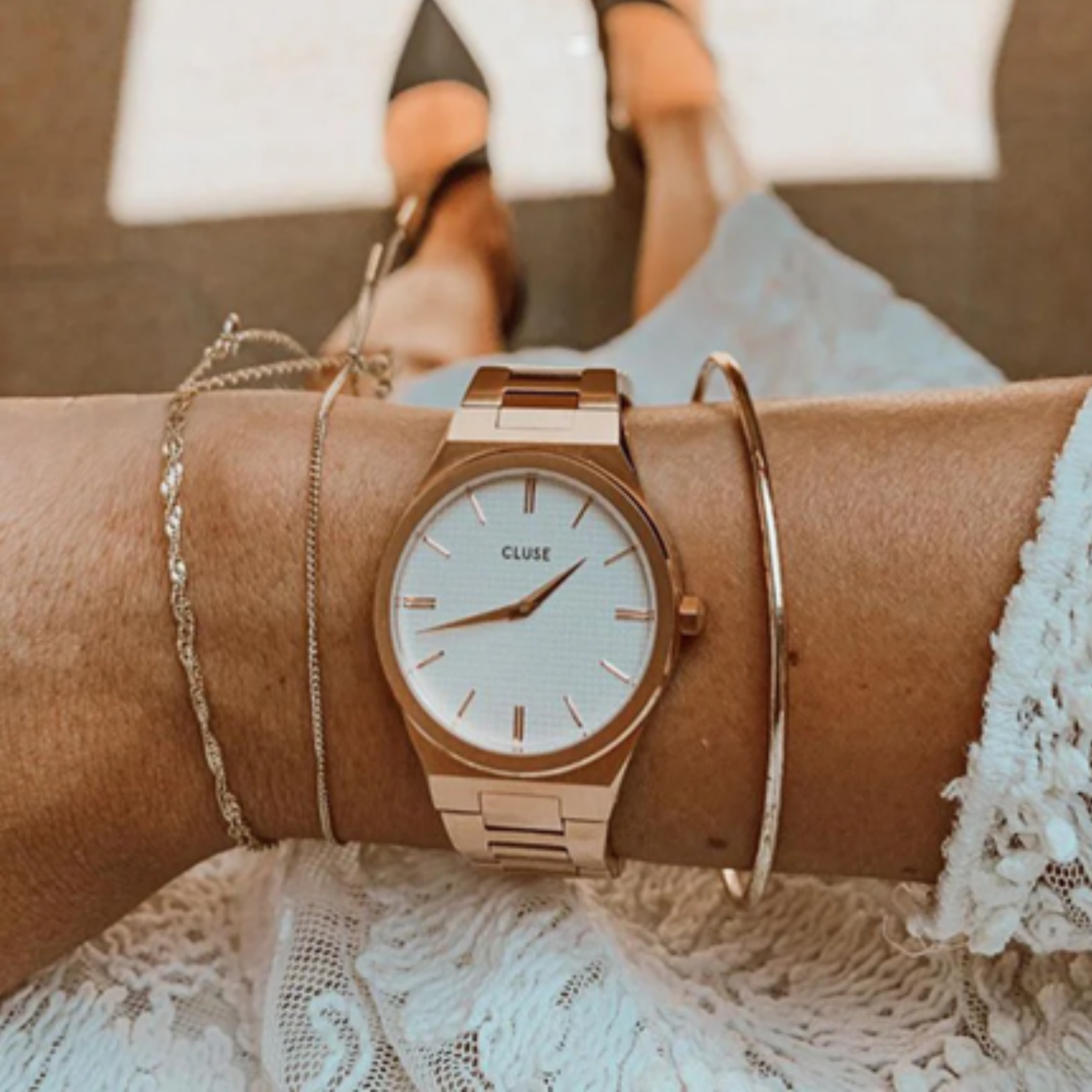 CLUSE Watch "Vigoureux" Rose Gold Snow White CW0101210001